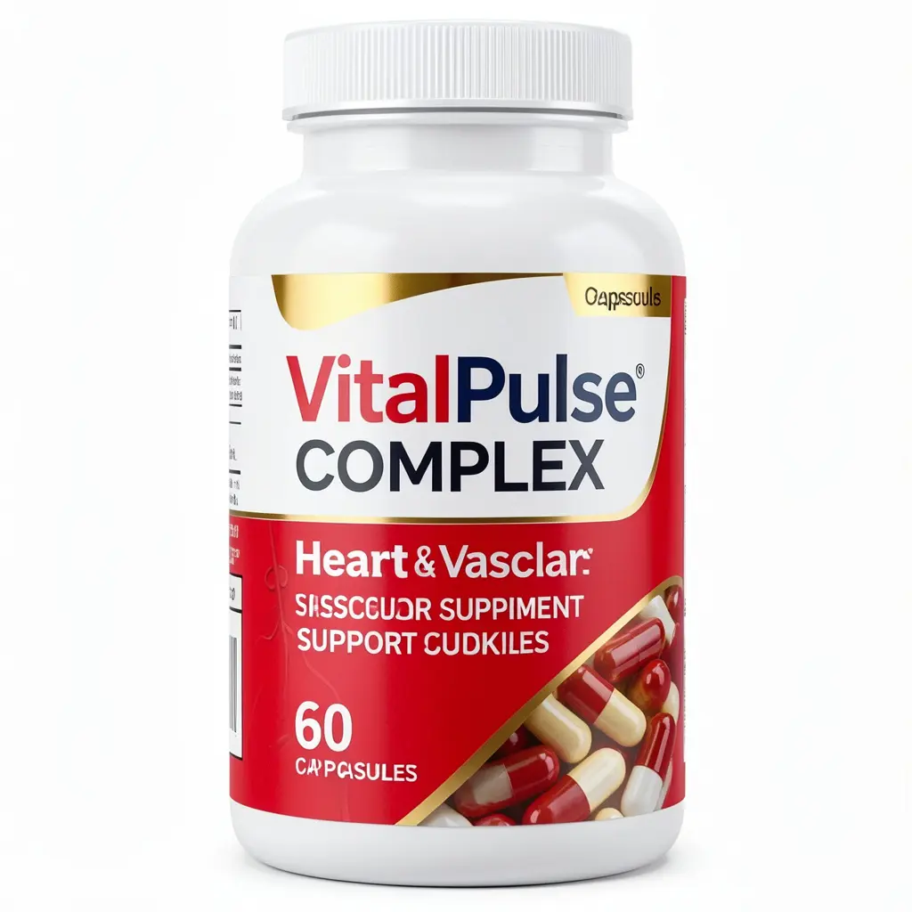 VitalPulse Complex dietary supplement bottle containing 60 capsules for heart and vascular support